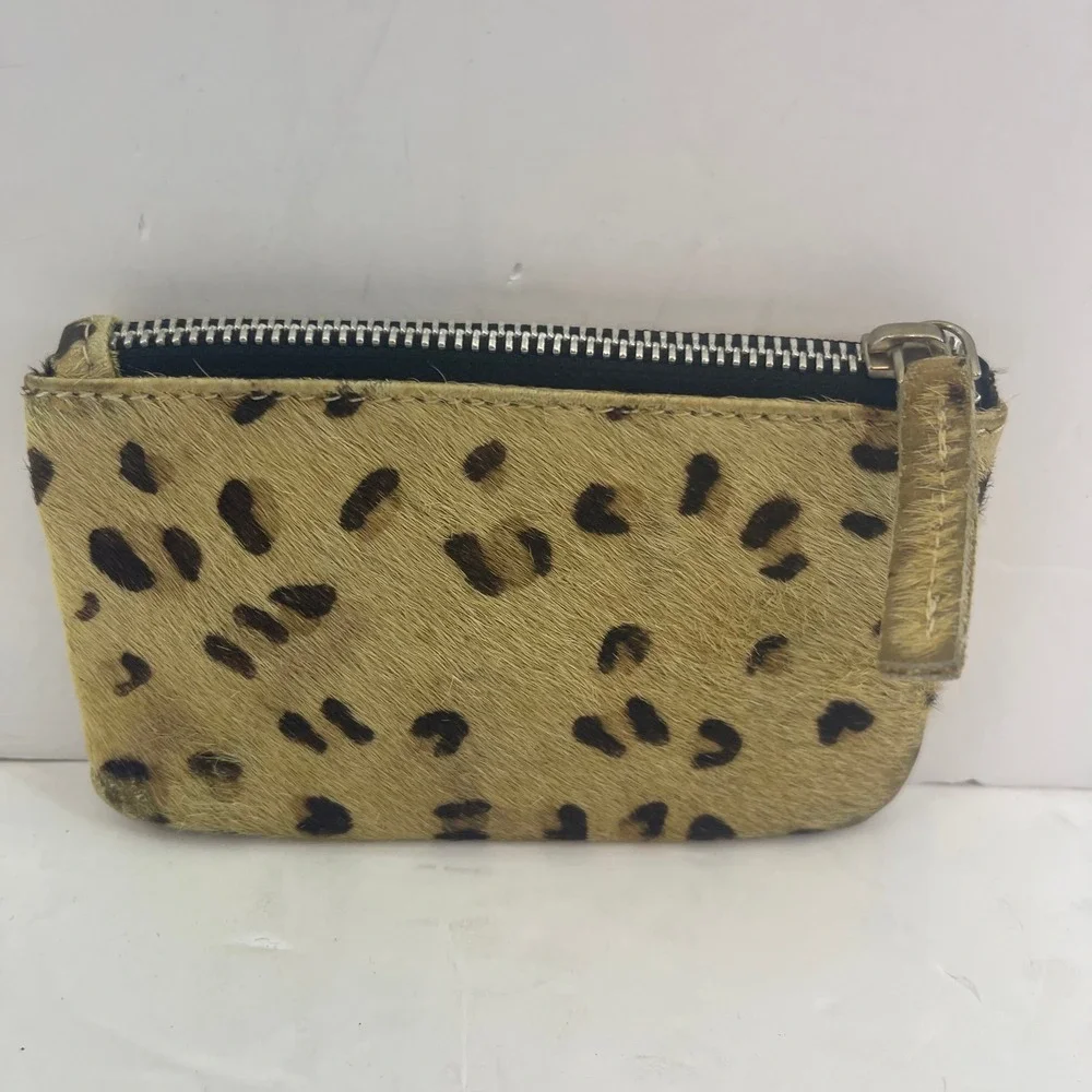 Deena‎ & Ozzy Leather Coin Purse Leopard Print Zip Flap Pouch Western Festival